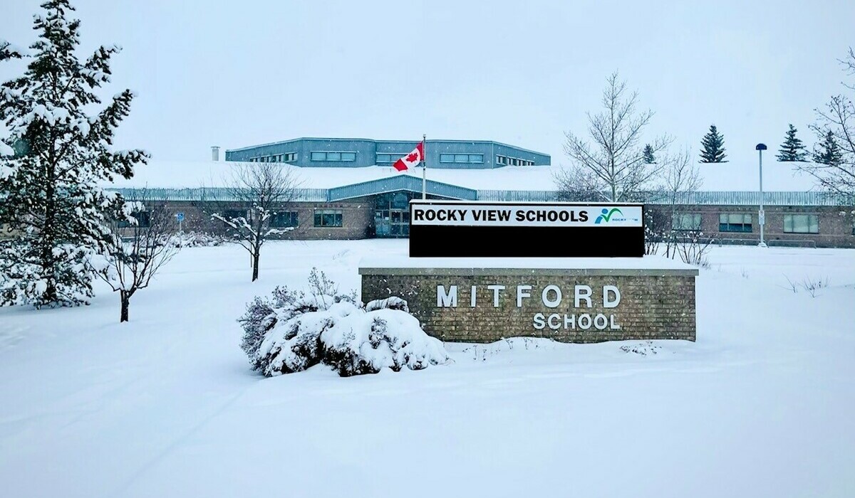 Outside View of Mitford School in the winter